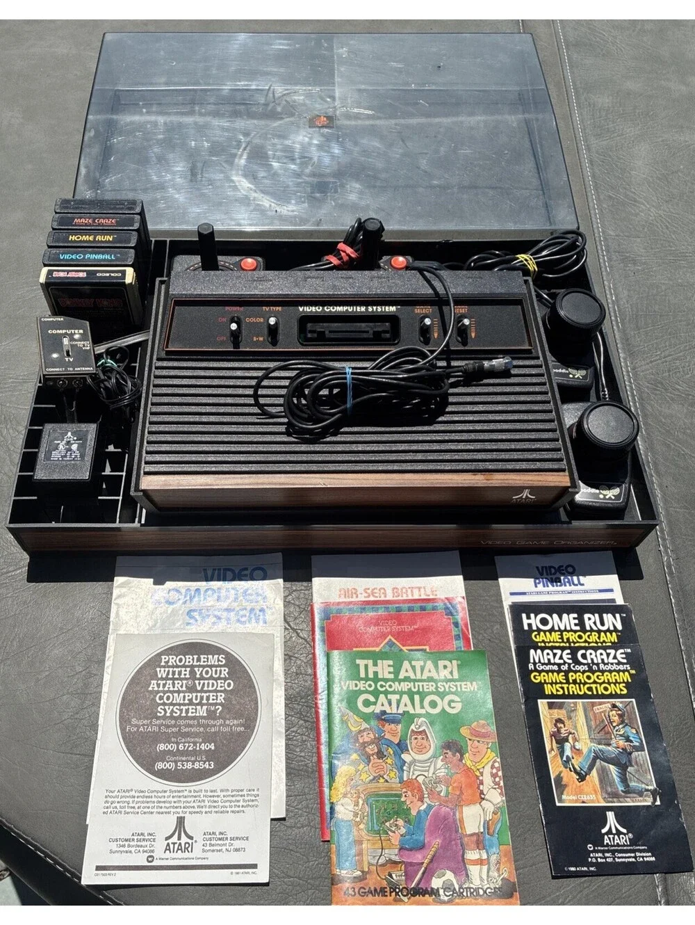 Atari 2600cx-a System Woodgrain Controller Games  & Hartzell Organizer Works